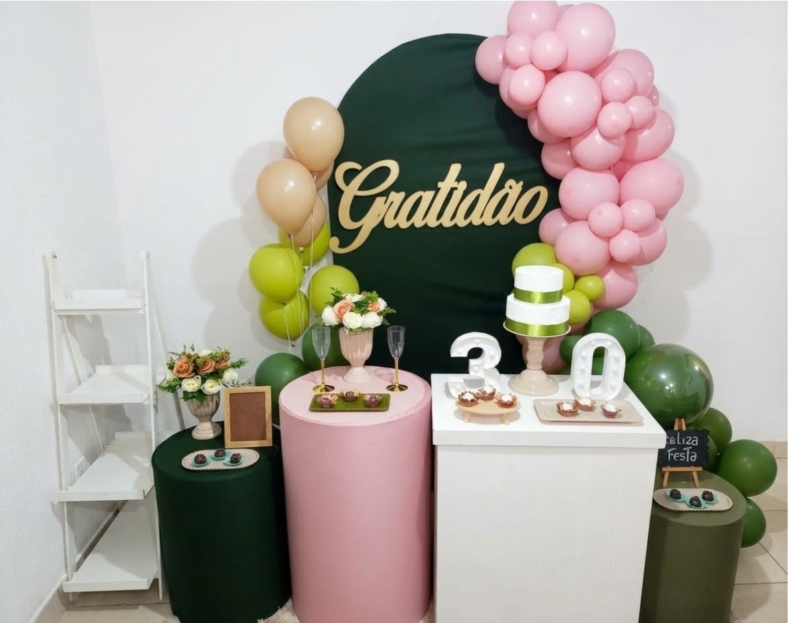 Kit Luxo Verde Oliva Com Rosa Gratidão - Realiza Festa