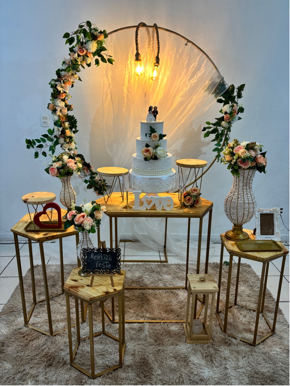 Kit Premium Casamento Salmão Tecido Branco - Realiza Festa