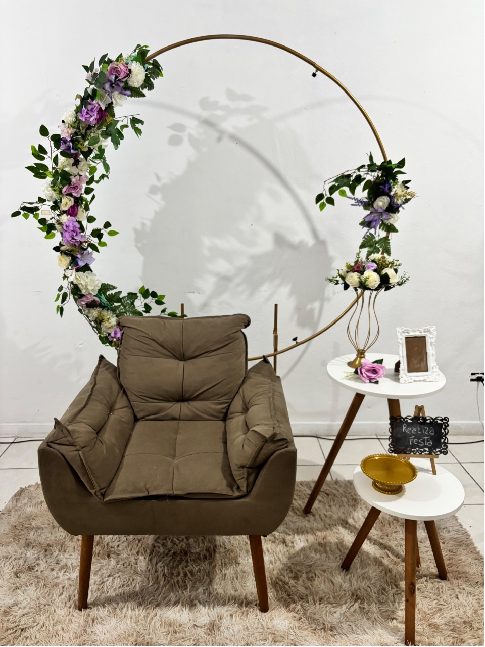 Kit Encontro de Mulheres Arco de Flores Lilás - Realiza Festa