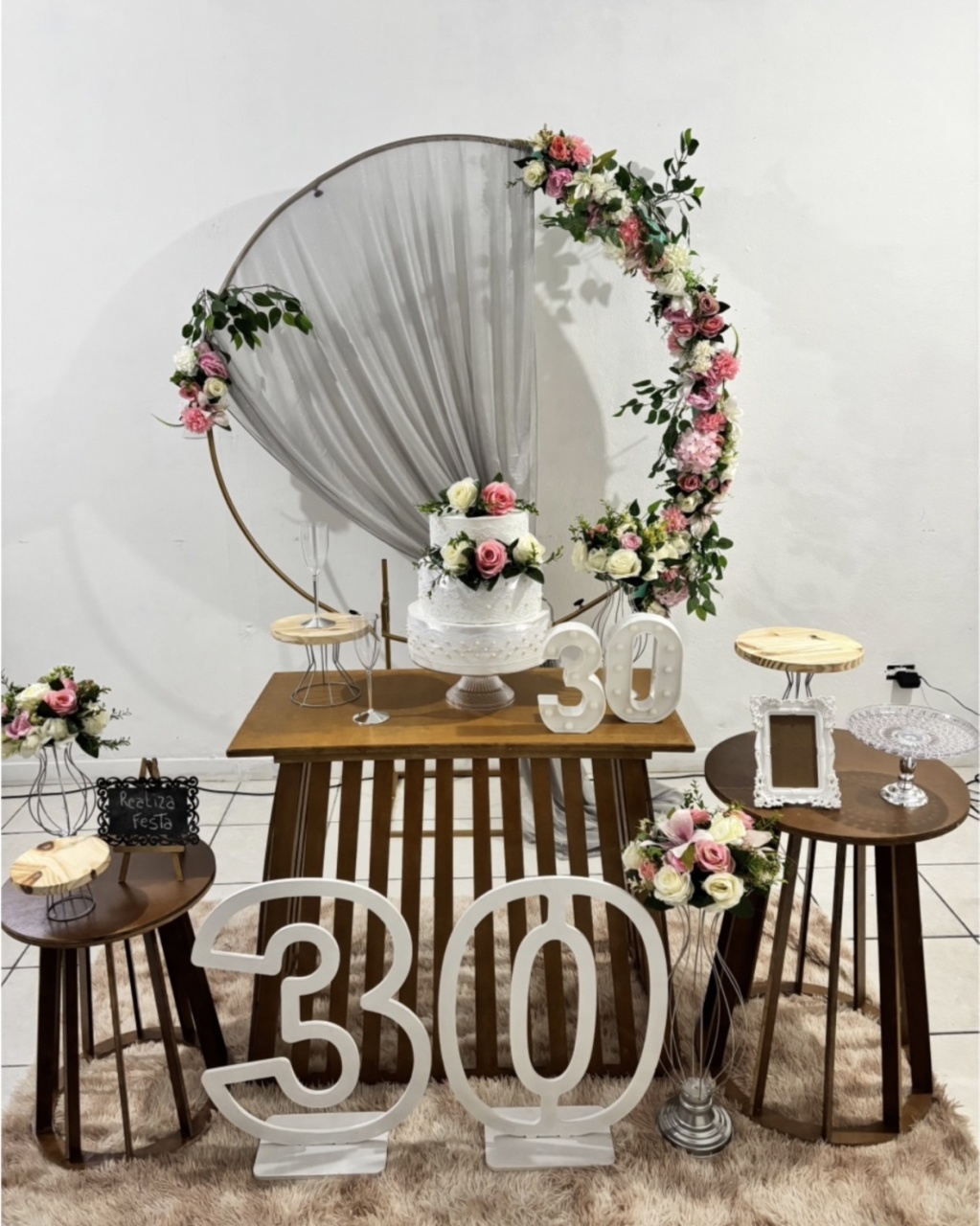 Kit Luxo Adulto Feminino Rosa Com Prata Rústico - Realiza Festa