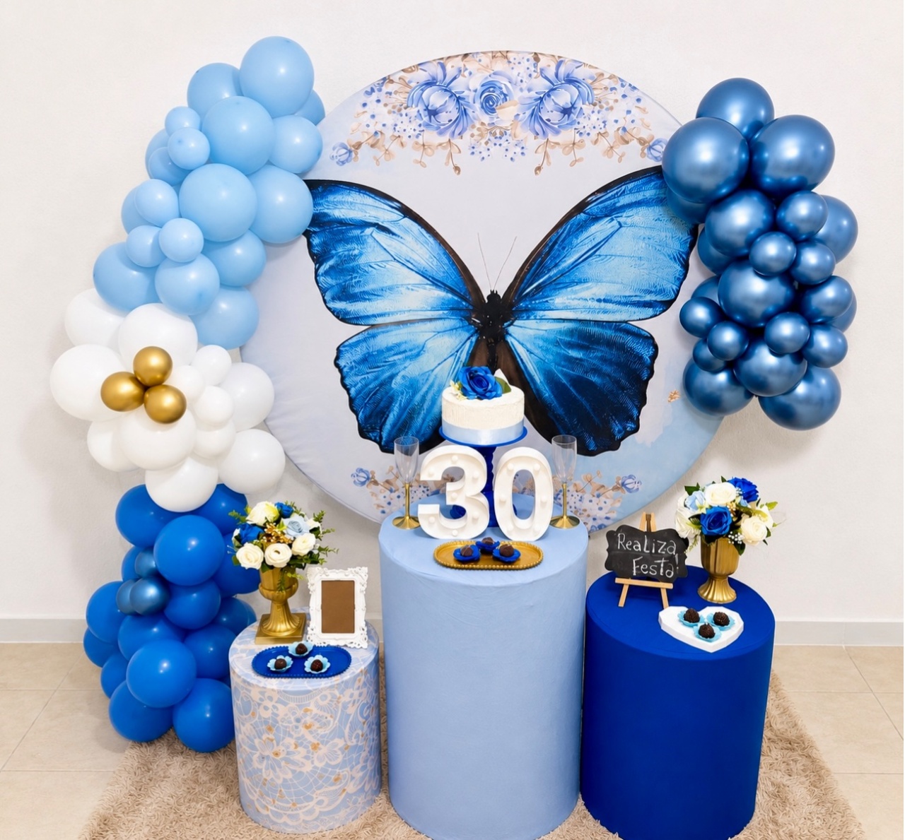 Kit Festa Adulto Feminino Borboleta Azul - Realiza Festa