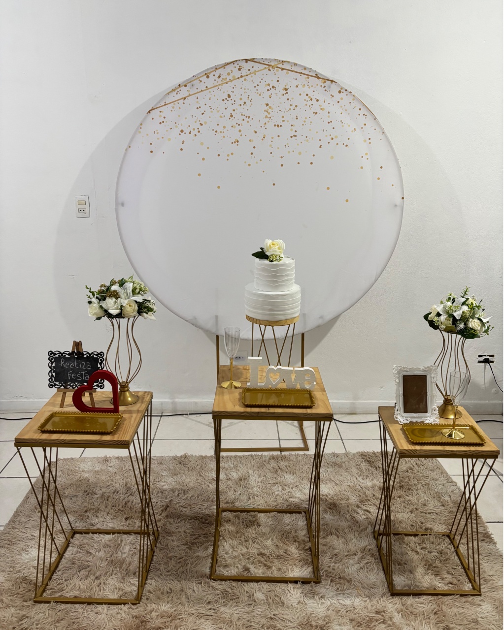 Kit Festa Casamento Glitter Dourado Com Branco - Realiza Festa