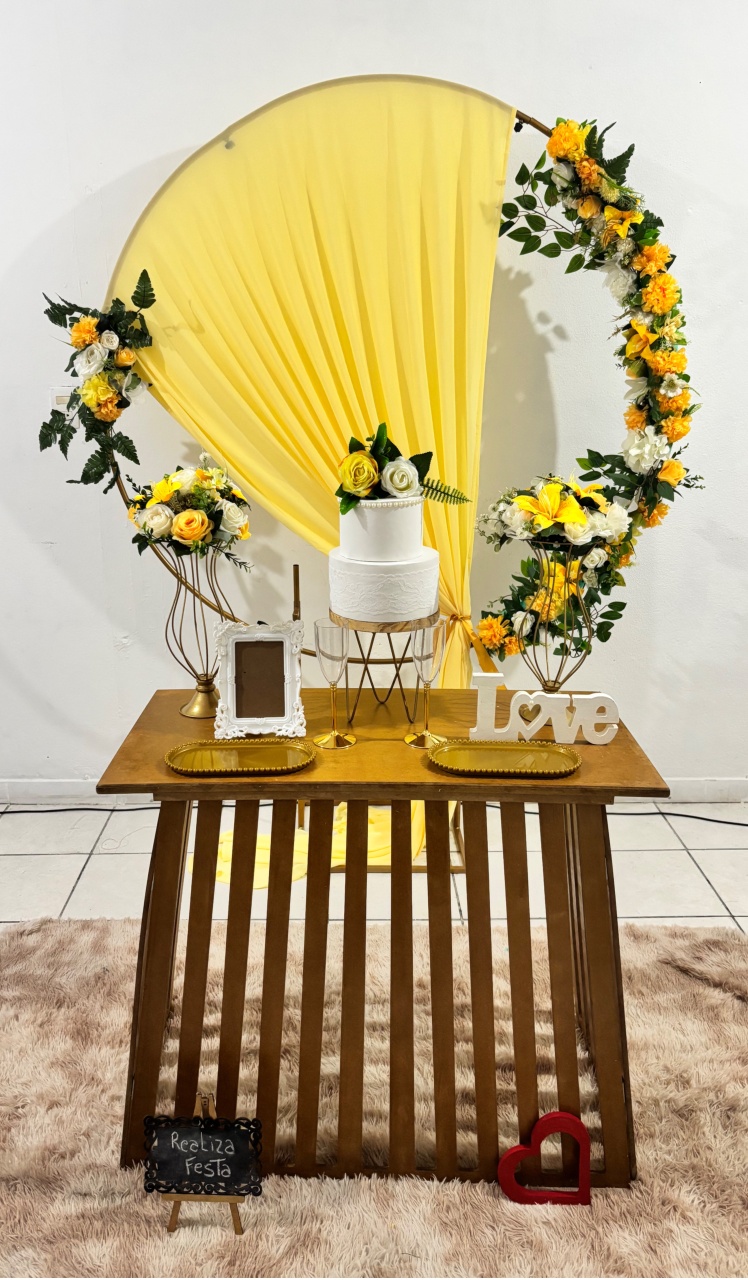 Kit Festa Casamento Rústico Amarelo Manteiga - Realiza Festa
