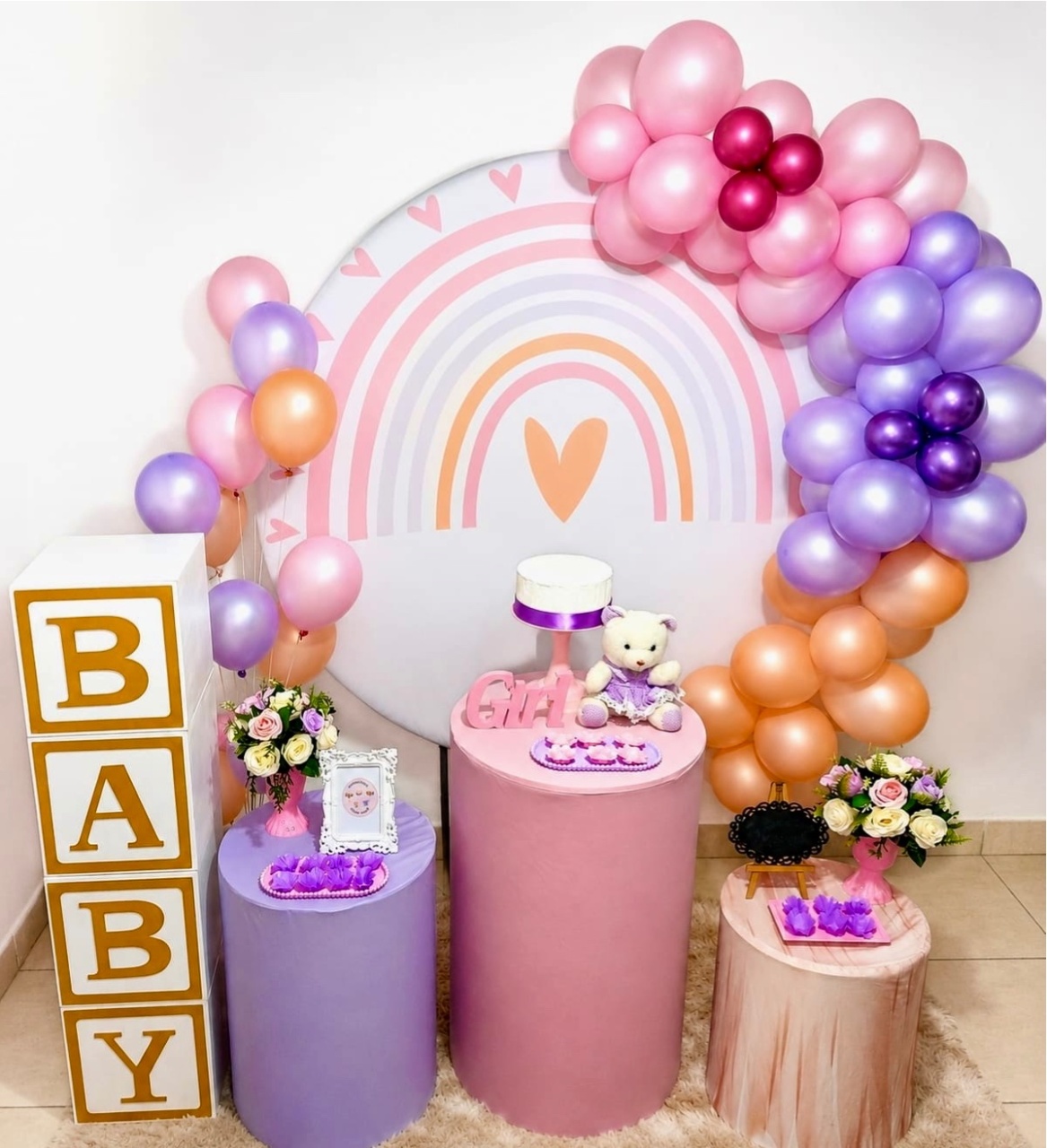 Kit Festa - Chá de Bebê Arco Íris Boho - Realiza Festa