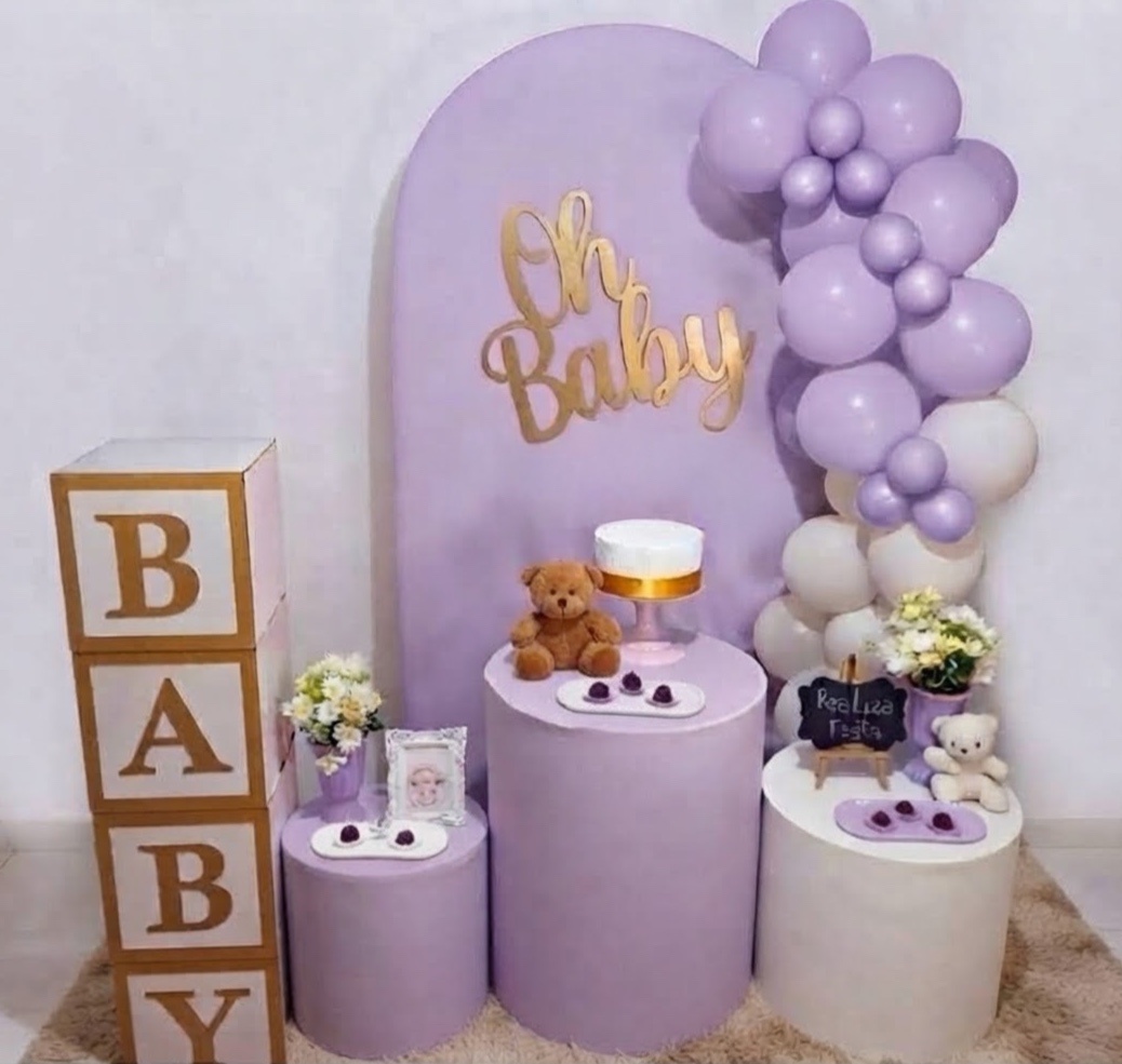Kit Festa Chá de Bebê Oh Baby Lilás - Realiza Festa