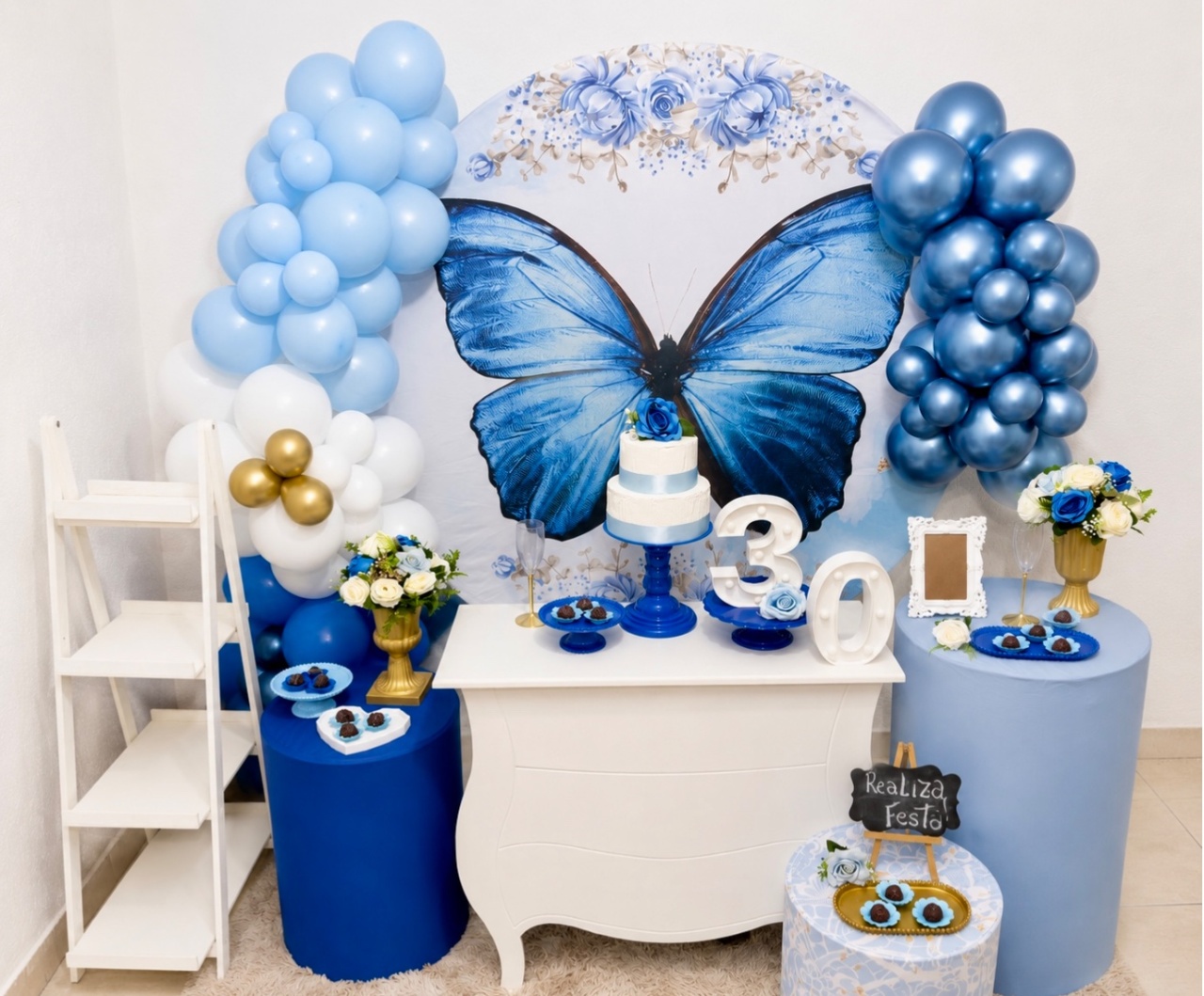 Kit Luxo Adulto Feminino Borboleta Azul - Realiza Festa