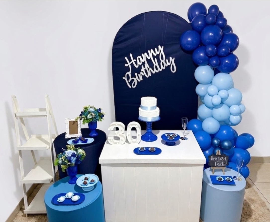 Kit Luxo Adulto Azul Marinho Com Prata - Realiza Festa