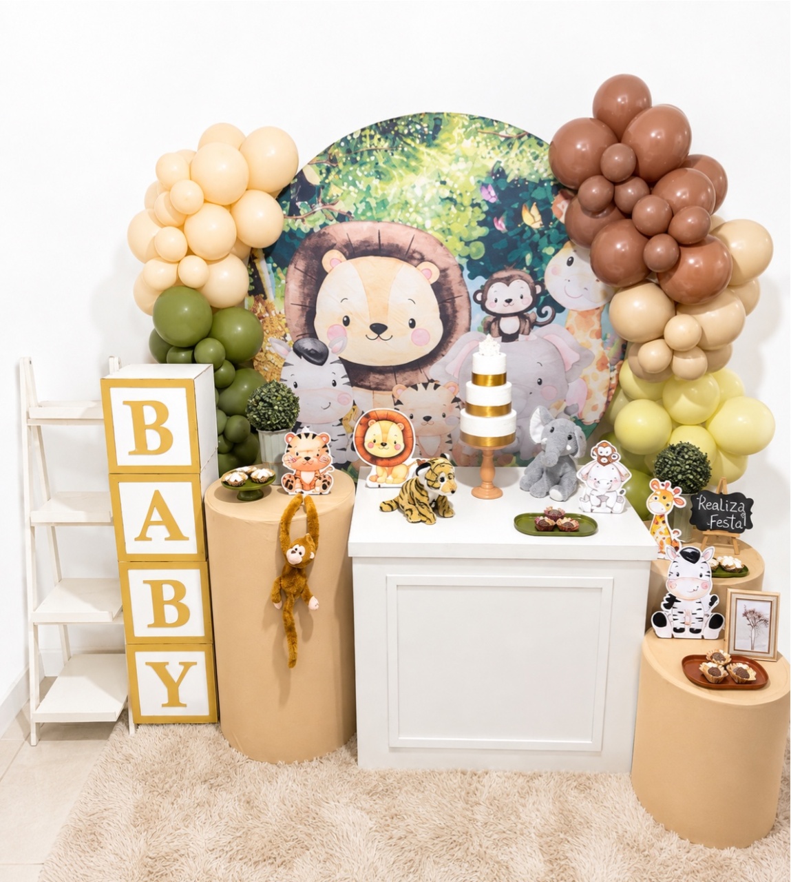 Kit Luxo - Chá de Bebê Safari Chic Menino - Realiza Festa