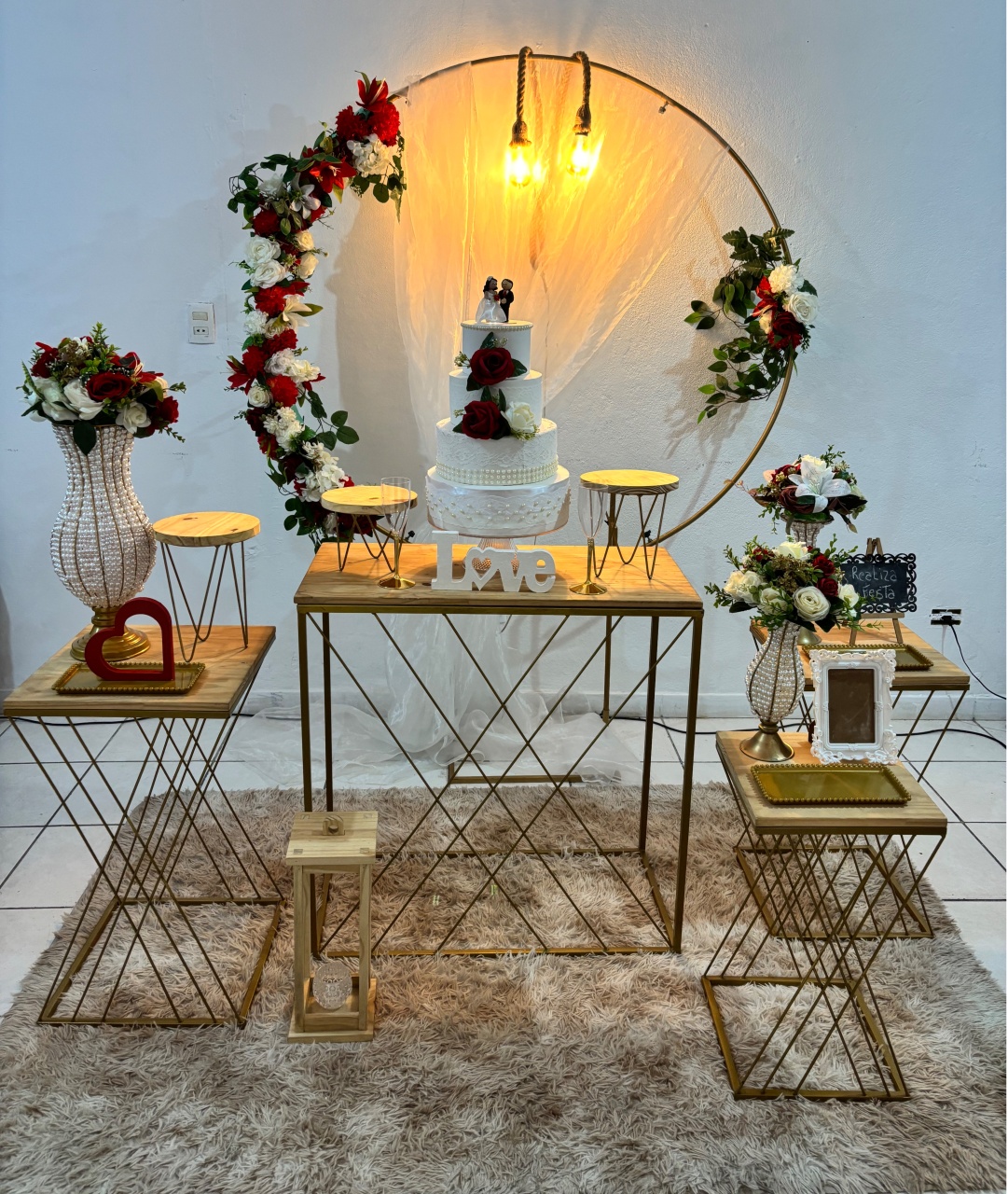 Kit Premium Casamento Vermelho Com Tecido Branco - Realiza Festa