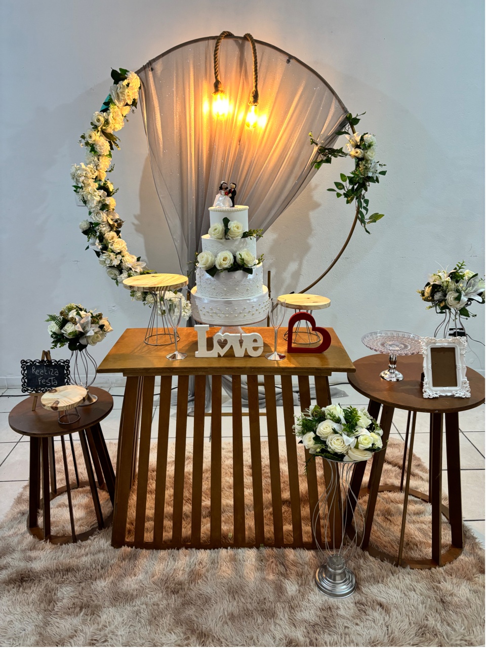 Kit Premium Casamento Prata Com Branco Rústico - Realiza Festa