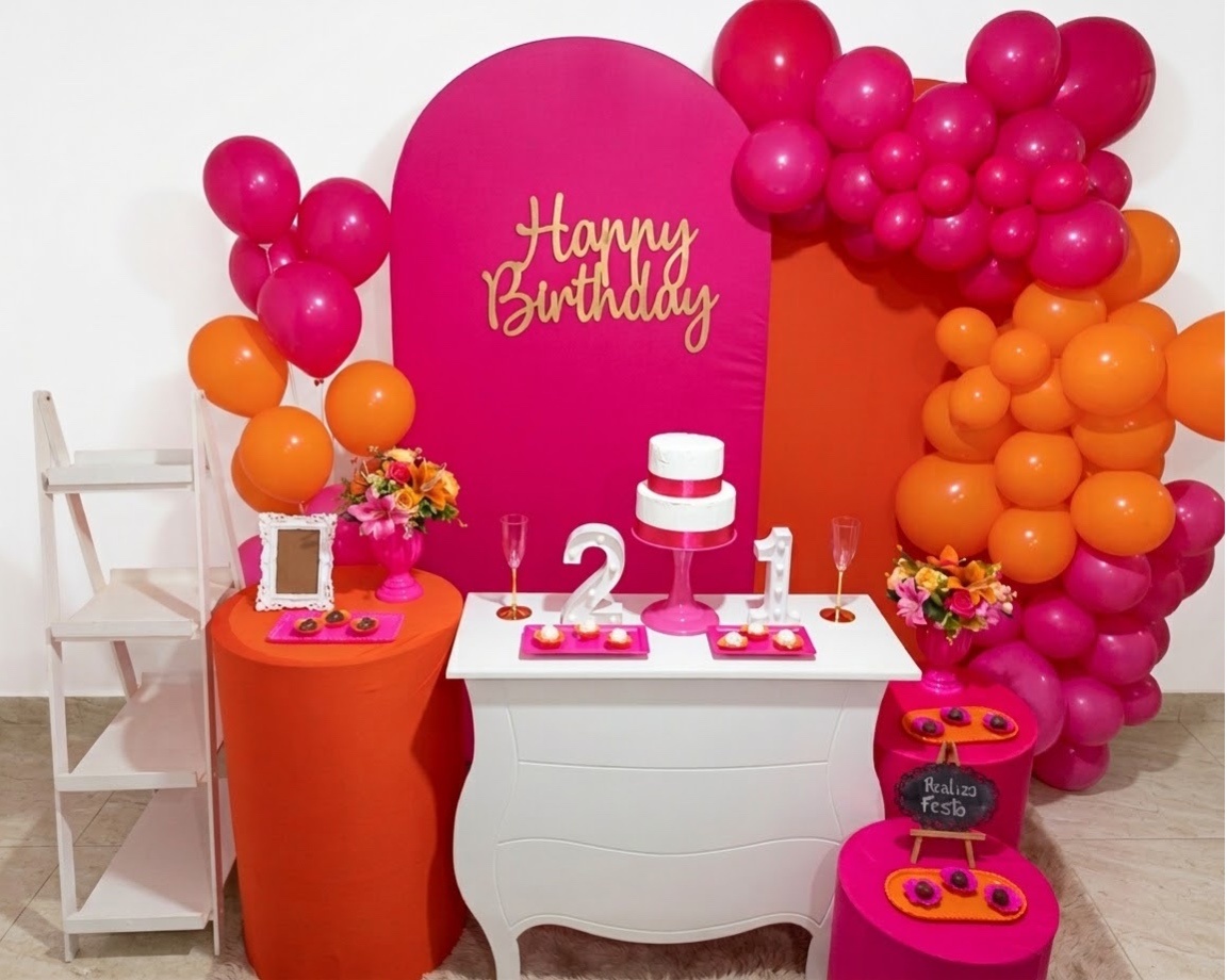 Kit Premium Adulto Feminino Laranja E Pink - Realiza Festa