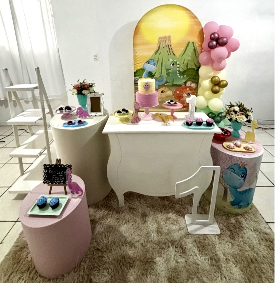 Kit Luxo Infantil Feminino Dino Baby Romano - Realiza Festa