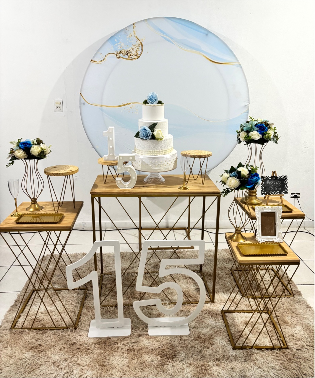 Kit Luxo 15 Anos Capa Azul Com Dourado - Realiza Festa
