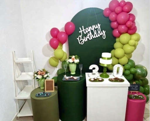 Kit Luxo Verde Militar Com Pink - Realiza Festa