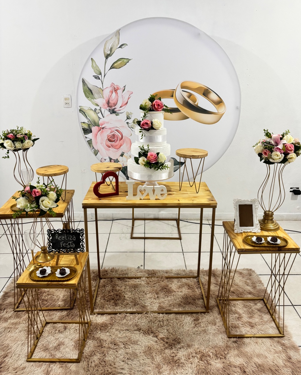 Kit Luxo Casamento Capa Aliança Rosa - Realiza Festa