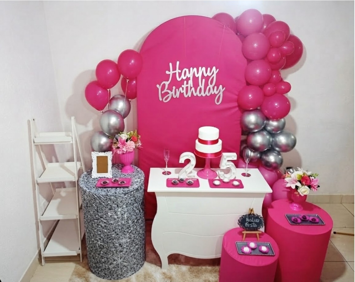 Kit Luxo Pink Com Prata - Realiza Festa