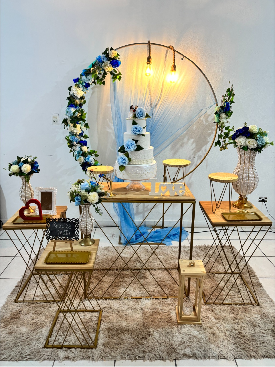 Kit Premium Casamento Azul Com Tecido Azul Bebê - Realiza Festa