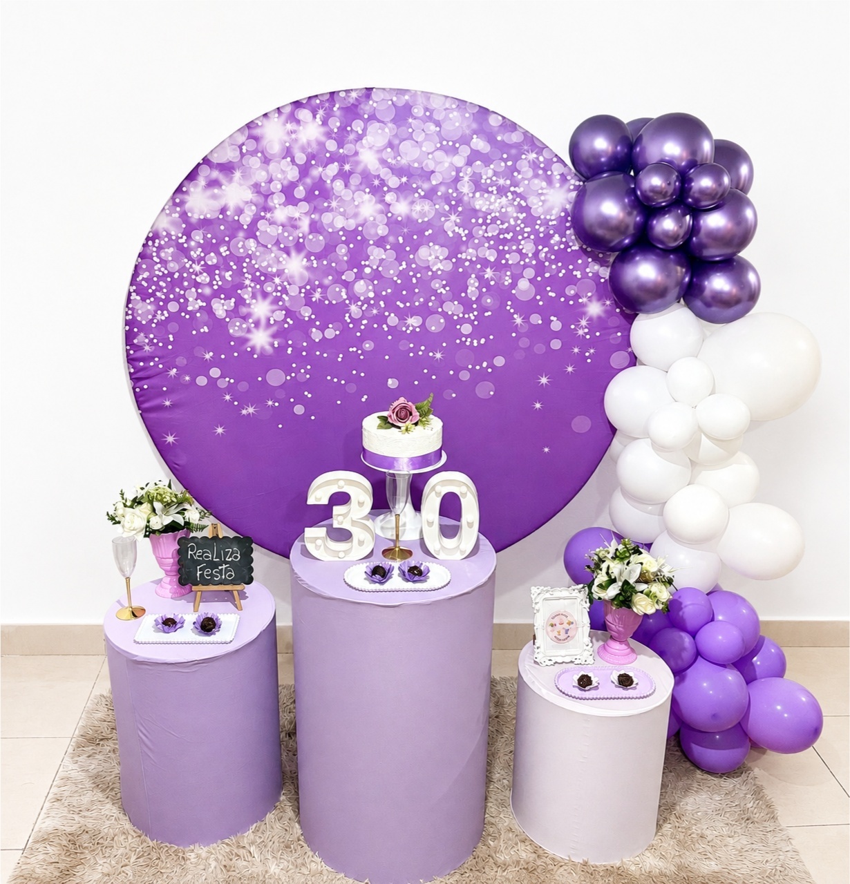 Kit Festa Adulto Feminino Glitter Lilás - Realiza Festa