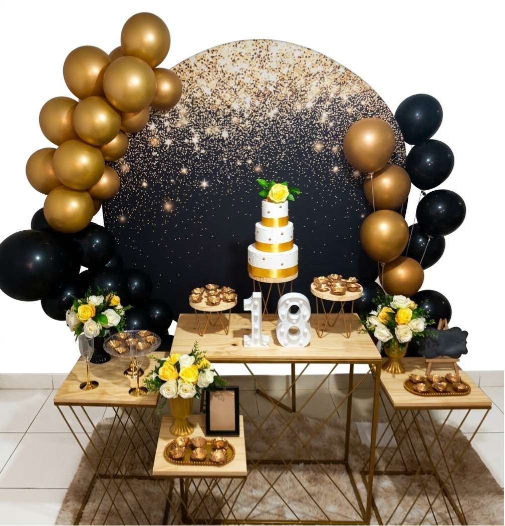 Kit Luxo Adulto Preto Com Glitter - Realiza Festa