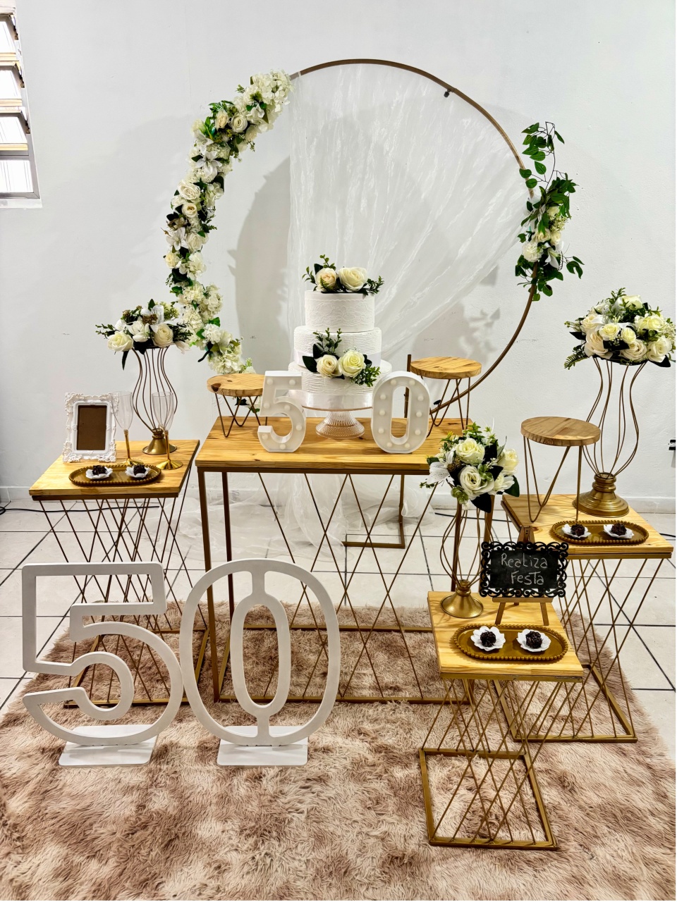 Kit Luxo Adulto Feminino Arco Branco Sem Tecido - Realiza Festa