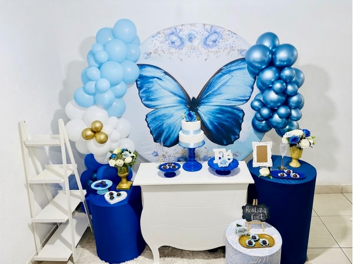 Kit Encontro de Mulheres Luxo Borboleta Azul - Realiza Festa