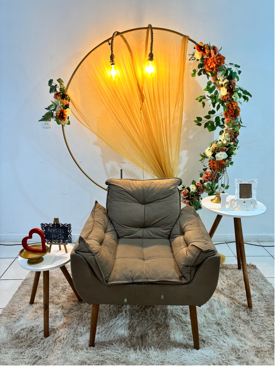 Kit Encontro de Casais Luxo Arco de Flores Terracota - Realiza Festa