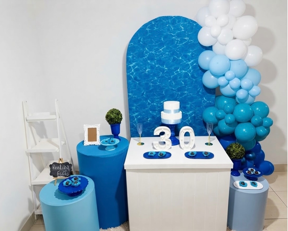 Kit Luxo Azul Efeito Água - Realiza Festa