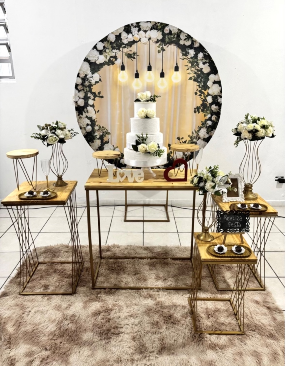 Kit Luxo Casamento Capa Floral Com Luzes - Realiza Festa