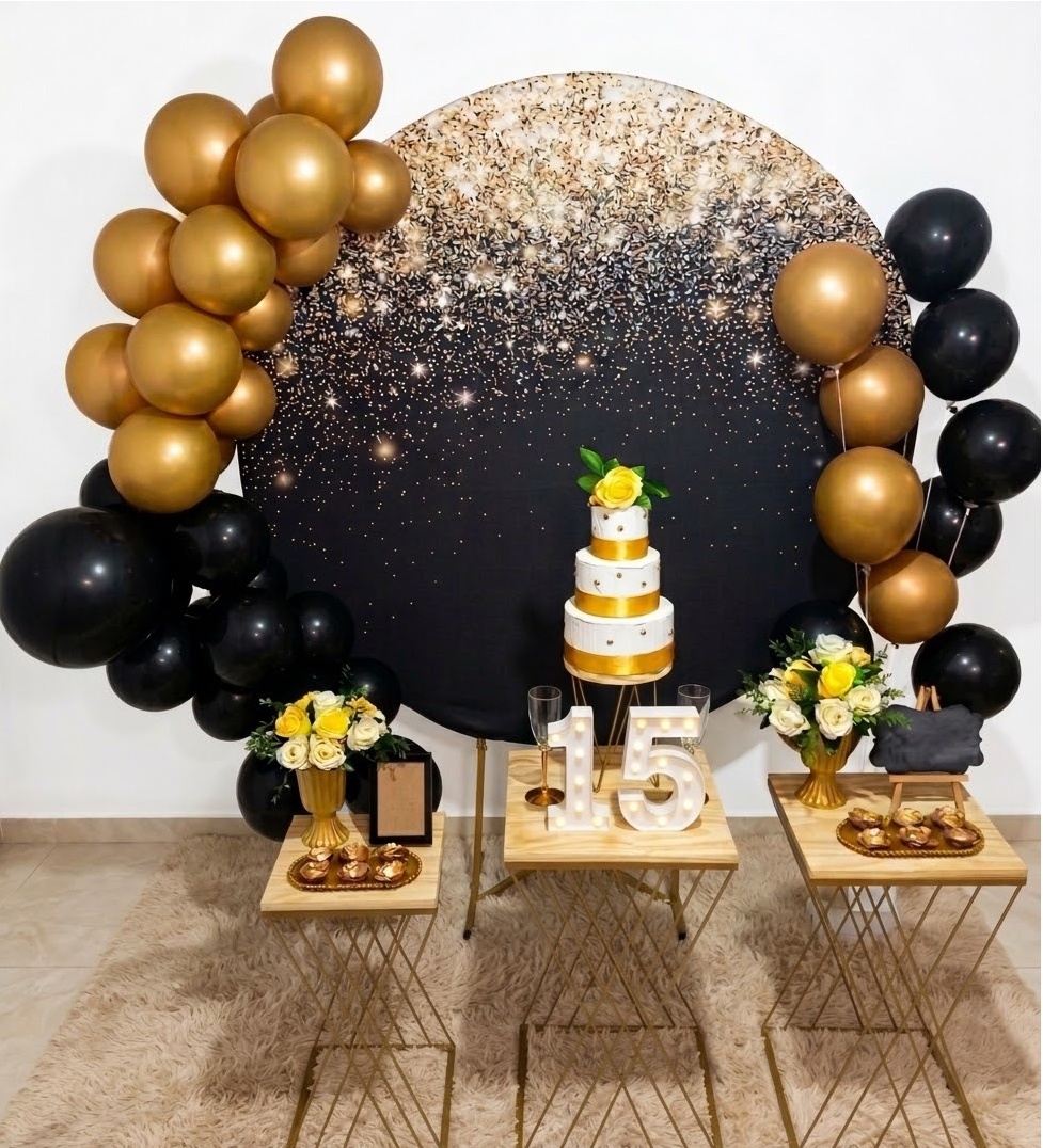 Kit Festa 15 Anos Preto Com Glitter - Realiza Festa