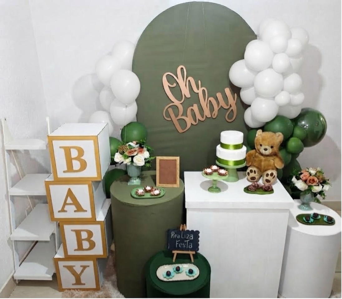 Kit Luxo Chá de Bebê Verde Oliva - Realiza Festa
