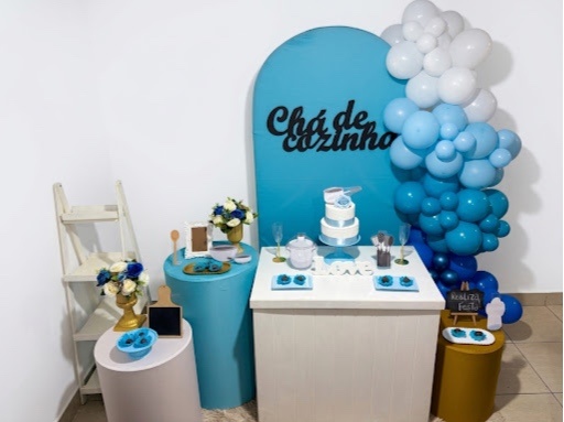 Kit Luxo Chá de Cozinha Azul Piscina - Realiza Festa