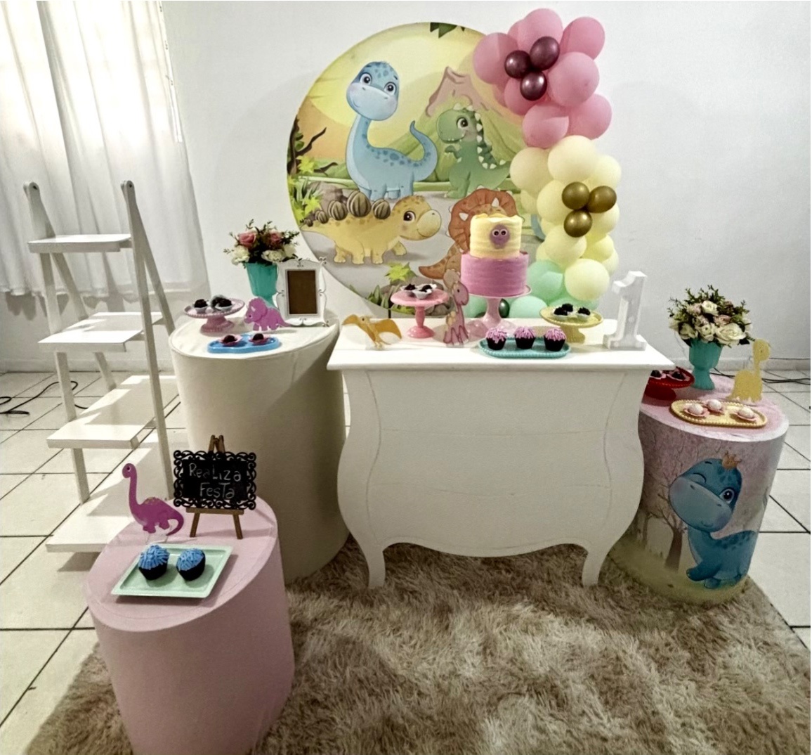 Kit Luxo Infantil Feminino Dino Baby - Realiza Festa