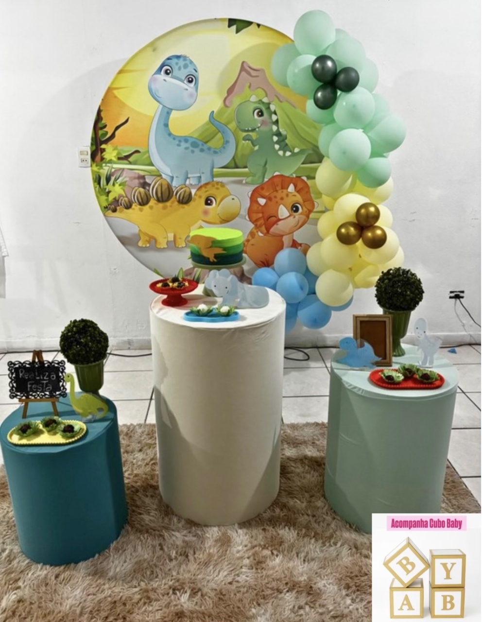 Kit Festa Chá de Bebê Dino Baby Menino - Realiza Festa