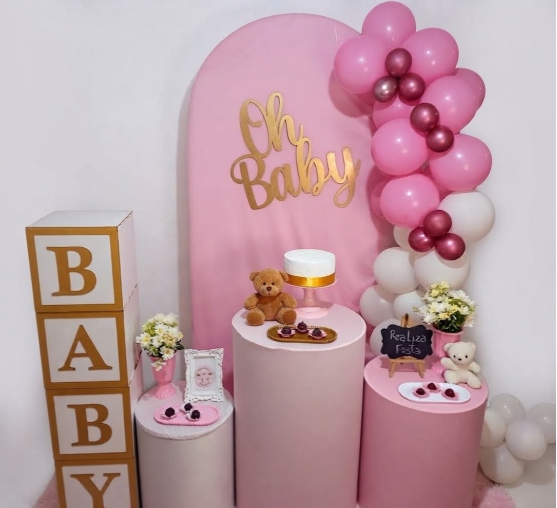 Kit Festa Chá de Bebê Oh Baby Rosa - Realiza Festa