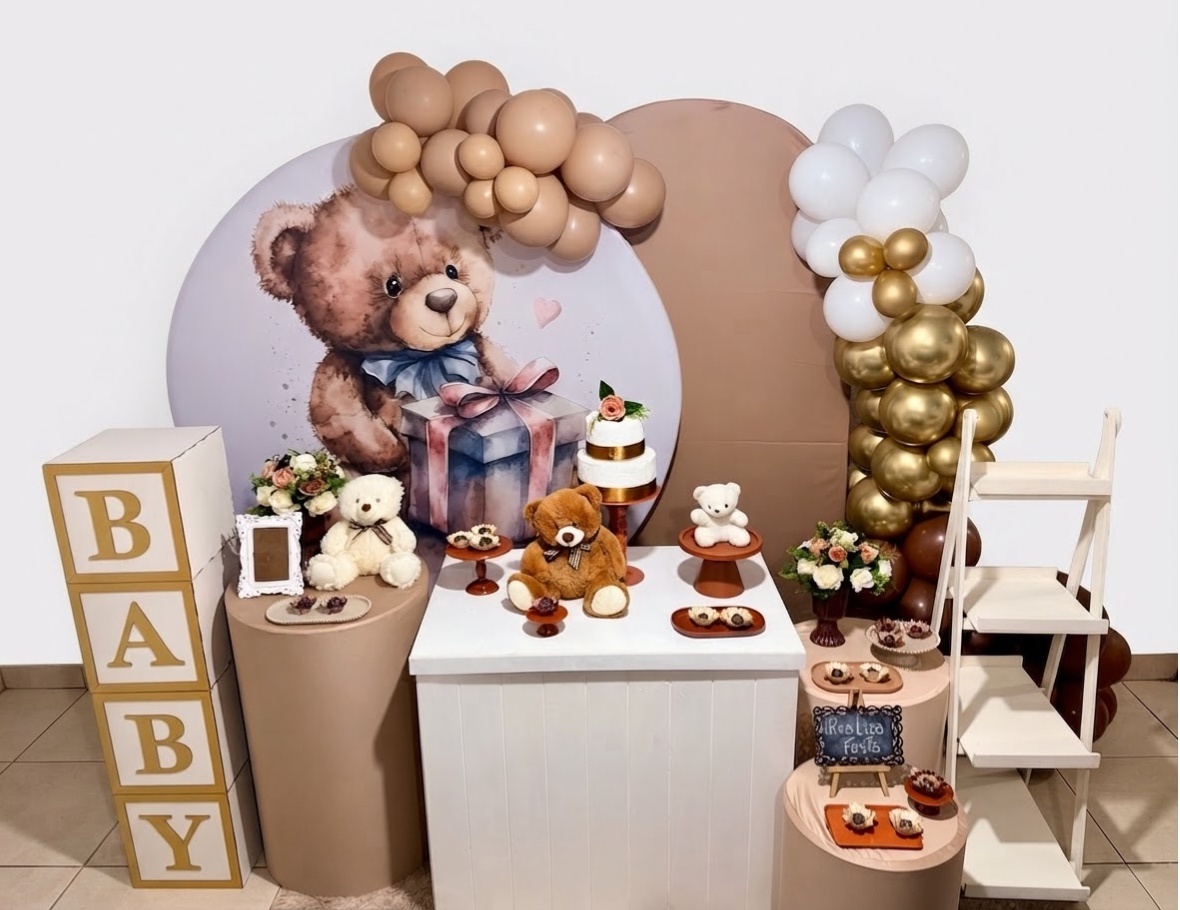 Kit Luxo Chá Revelação/ Chá de Bebê Urso Marrom - Realiza Festa