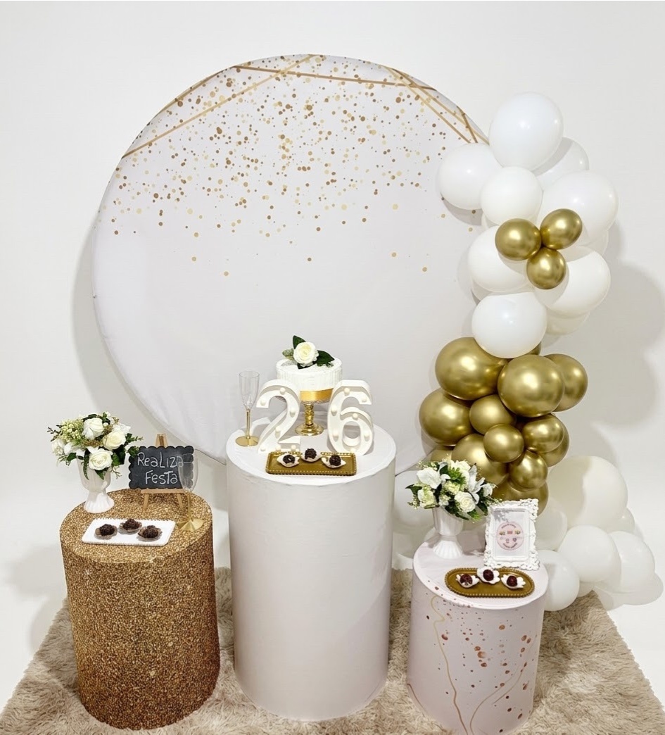 Kit Festa Adulto Feminino Glitter Branco (Cilindro) - Realiza Festa
