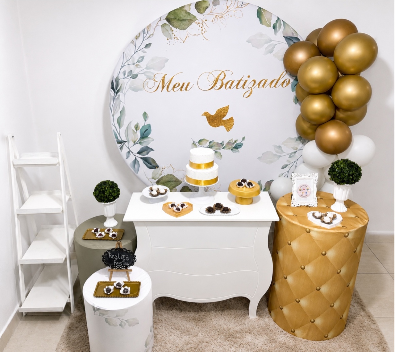 Kit Luxo Batizado Folhas - Realiza Festa