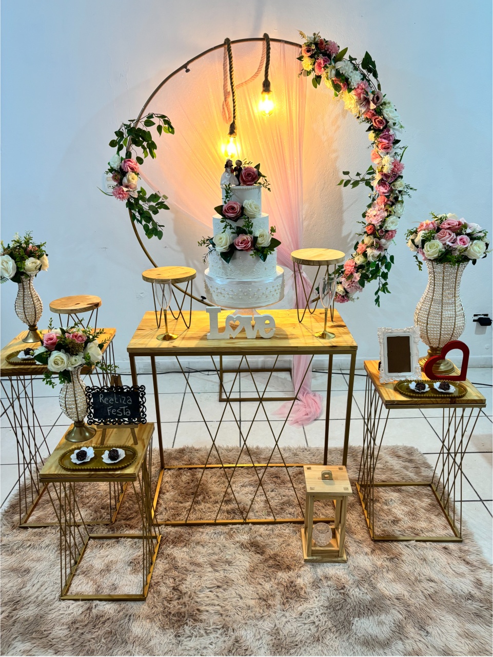 Kit Premium Casamento Rosa Com Tecido Rosa - Realiza Festa