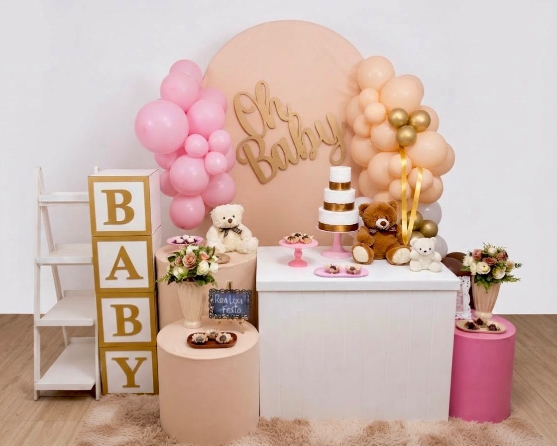 Kit Luxo Chá de Bebê Papaia Menina - Realiza Festa