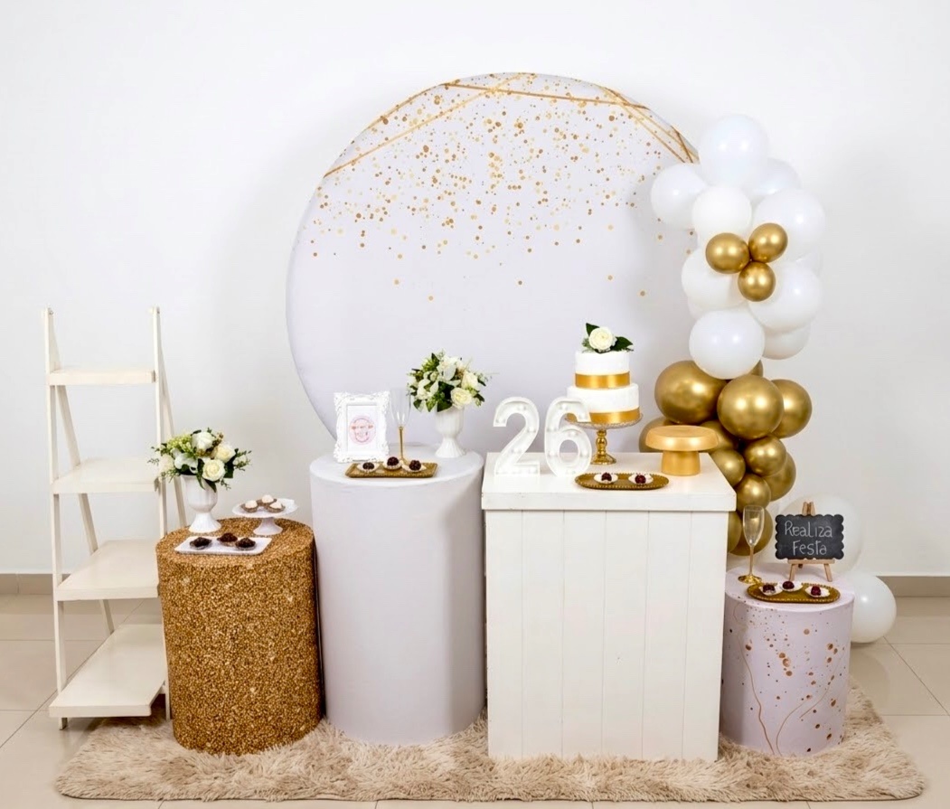 Kit Luxo Adulto Feminino Glitter Branco (Cilindro) - Realiza Festa