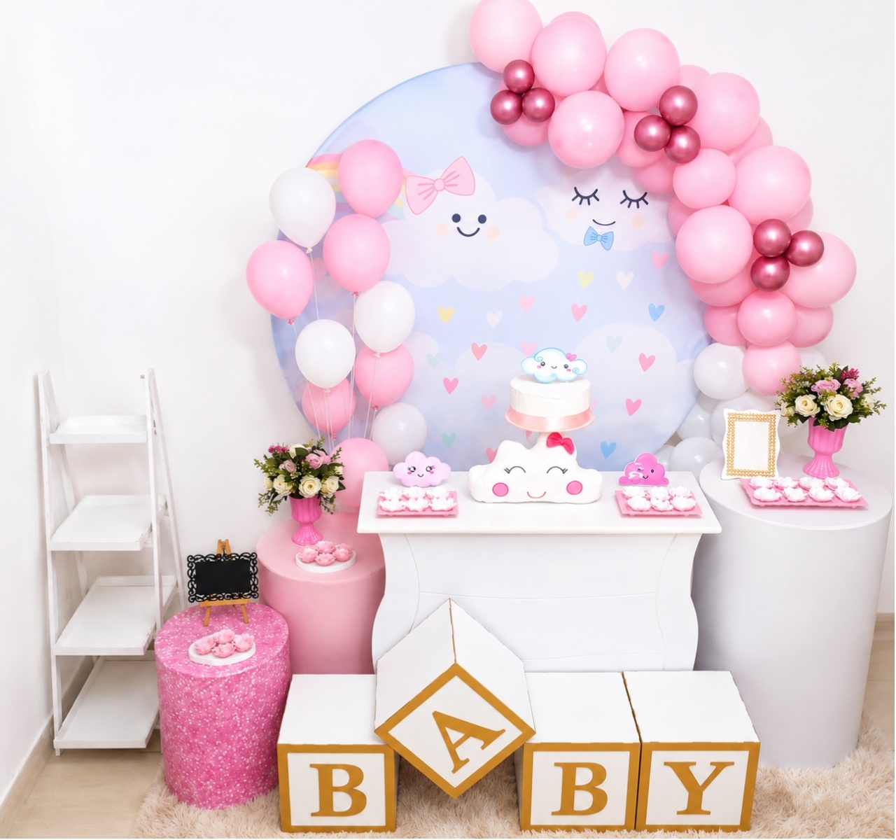 Kit Luxo - Chá de Bebê Feminino Chuva de Amor - Realiza Festa