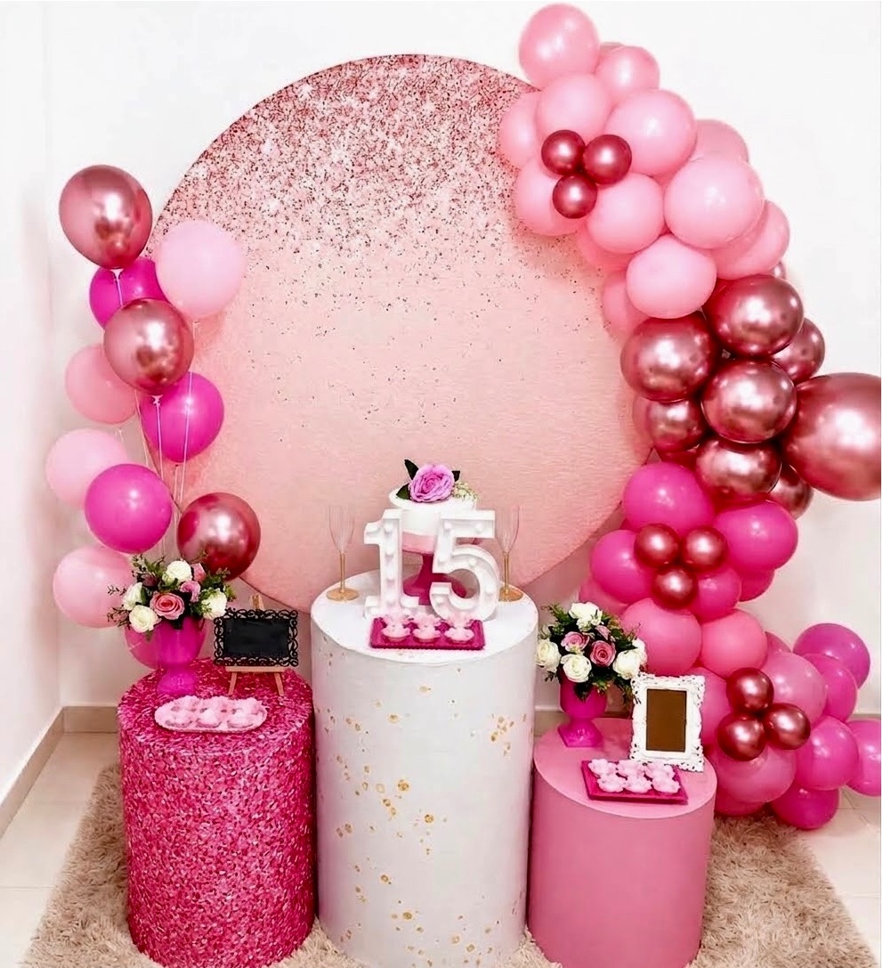 Kit Festa 15 Anos Glitter Rosa - Realiza Festa
