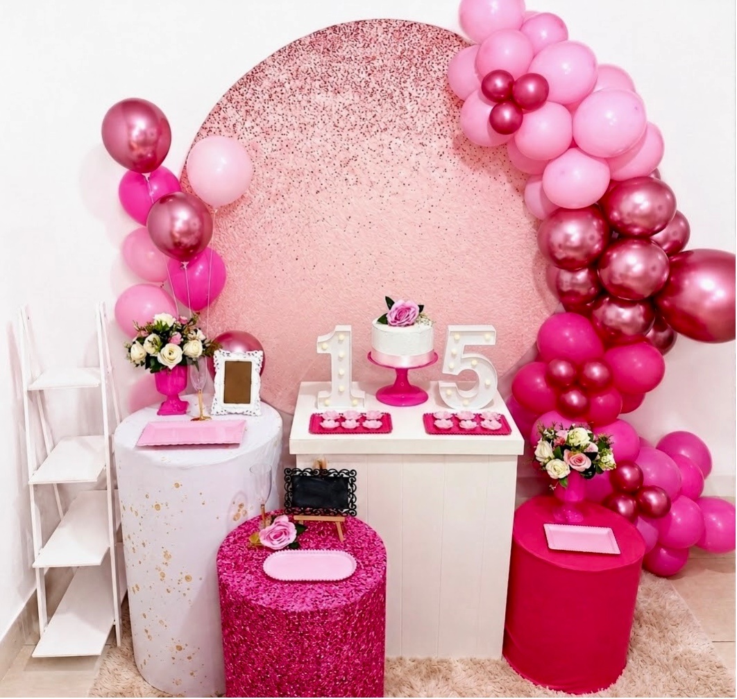 Kit Luxo 15 Anos Glitter Rosa - Realiza Festa