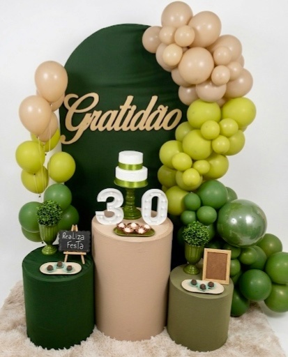 Kit Festa Adulto Gratidão Verde Oliva - Realiza Festa