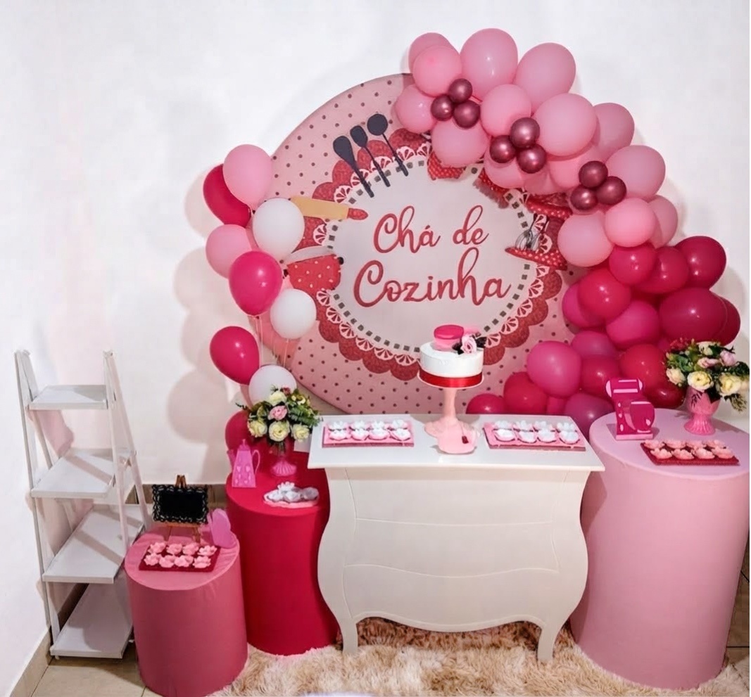 Kit Luxo Chá de Cozinha Rosa - Realiza Festa
