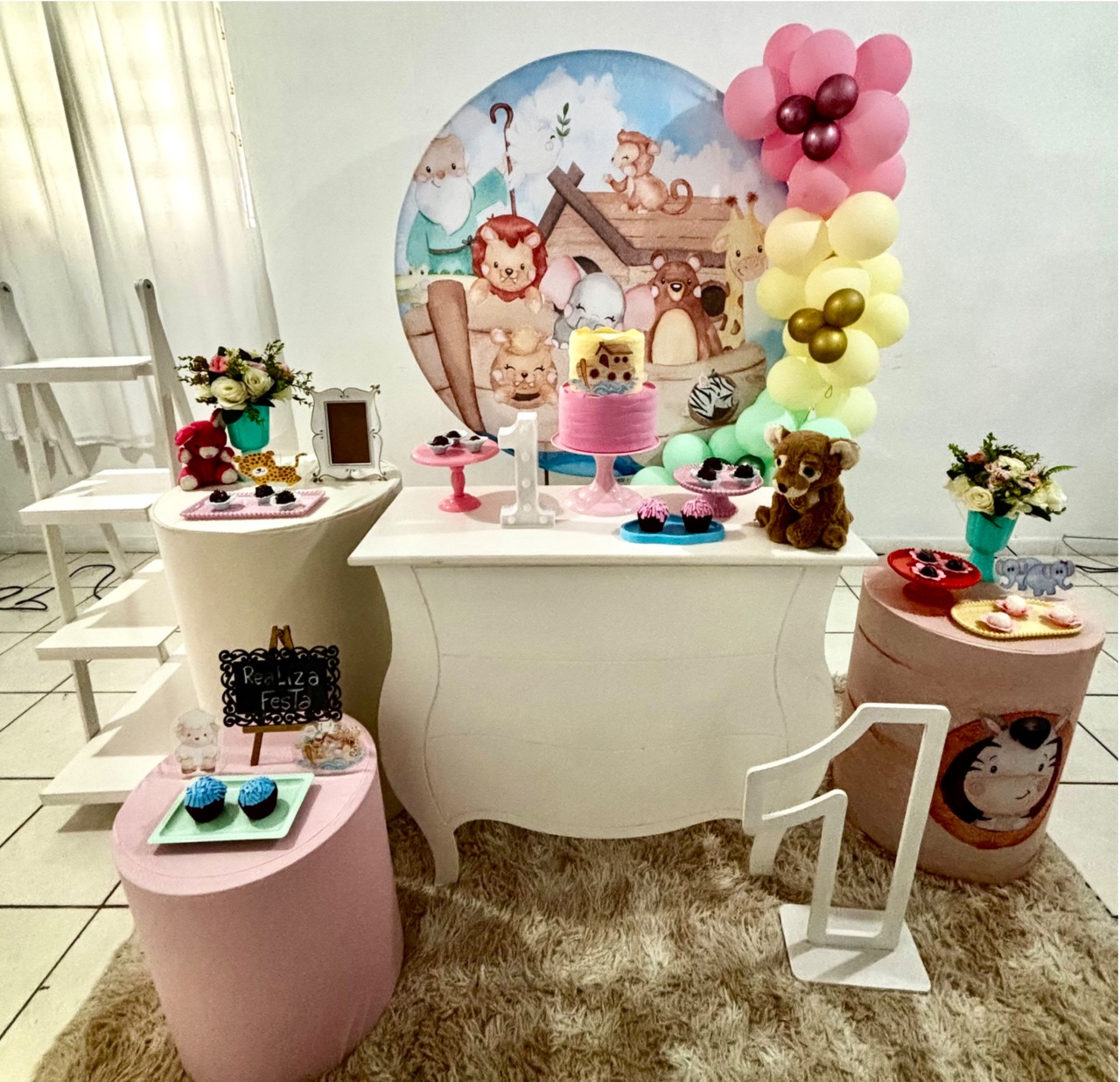 Kit Luxo Infantil Feminino Arca de Noé Menina - Realiza Festa