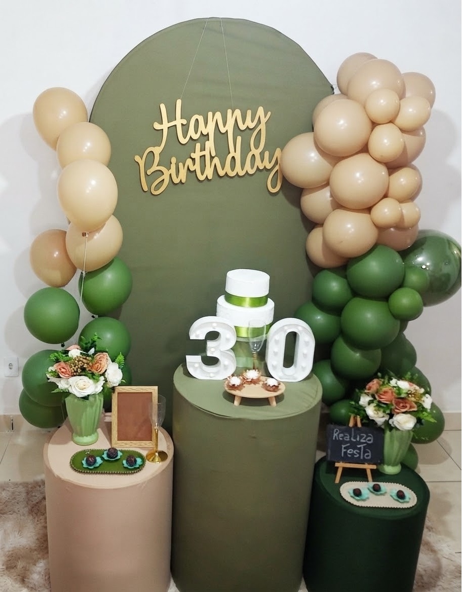 Kit Festa Verde Oliva Feminino - Realiza Festa