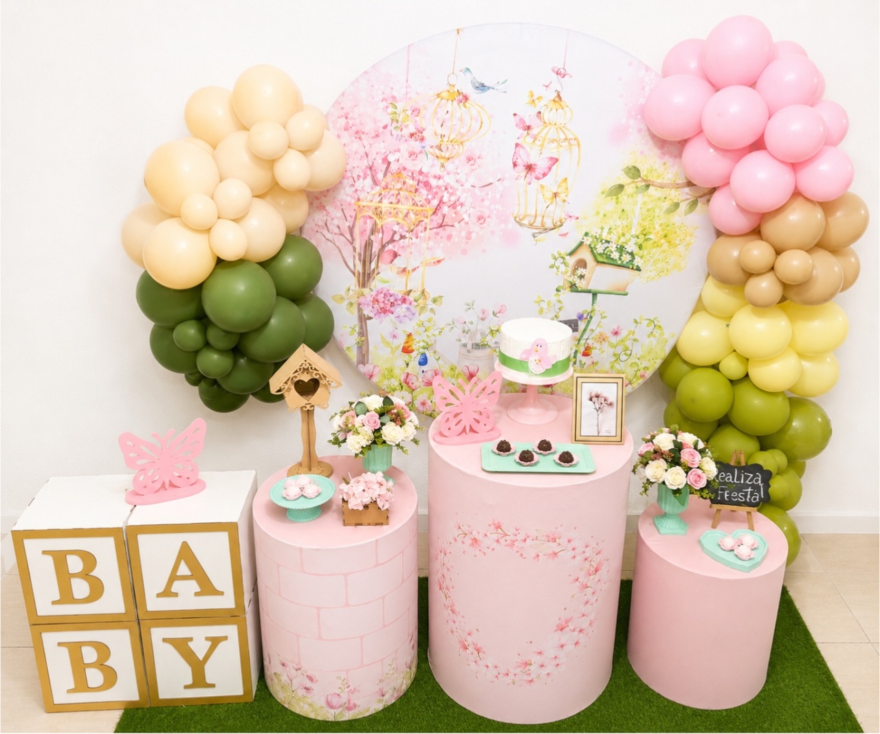 Kit Festa Chá de Bebê Menina- Jardim Encantado - Realiza Festa