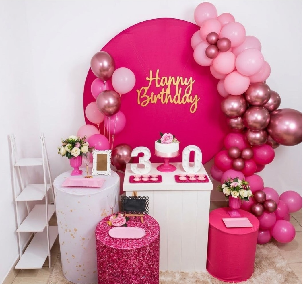 Kit Luxo Adulto Feminino Pink (Painel Redondo) - Realiza Festa