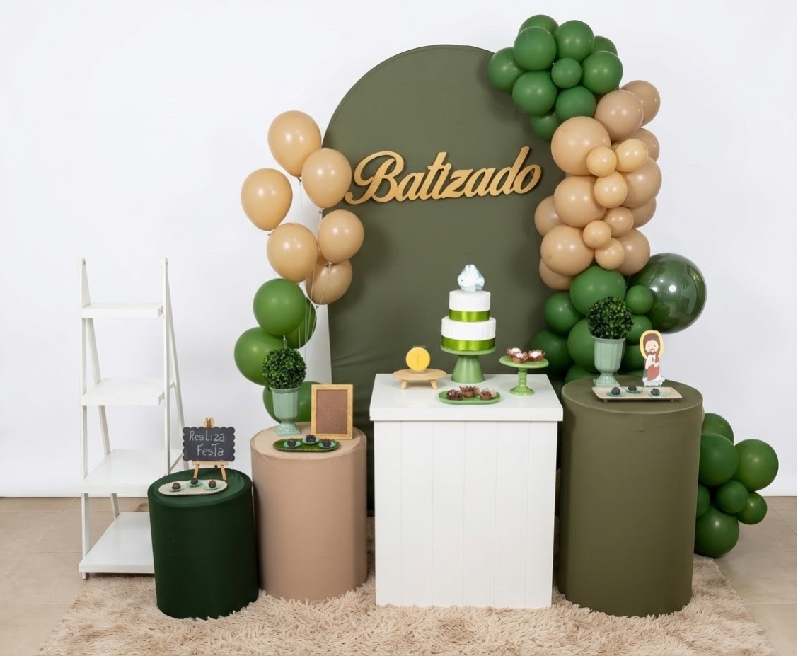 Kit Luxo Batizado Verde Oliva - Realiza Festa